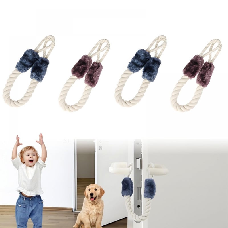 Zestaw 4 bawełnianych ograniczników do drzwi zabezpieczających przed przytrzaśnięciem, długości 60 cm, miękkich i zmywalnych, zapewniających bezpiecz