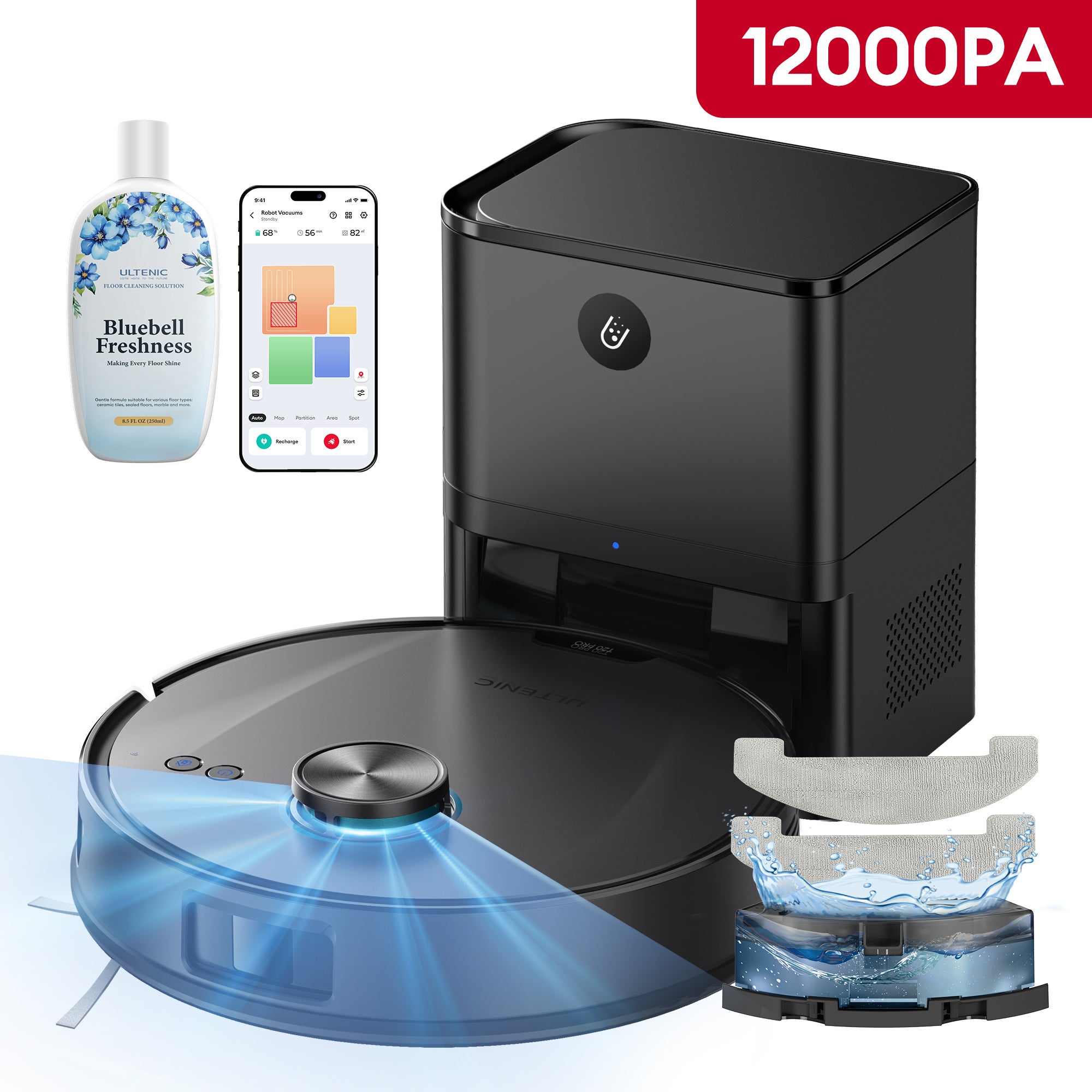 Odkurzacz automatyczny TP20 Pro,12KPa, 3,5 l, 6 trybów czyszczenia, nawigacja LDS, stacja samoobsługowa, 180 min, nawigacja LDS, czarny