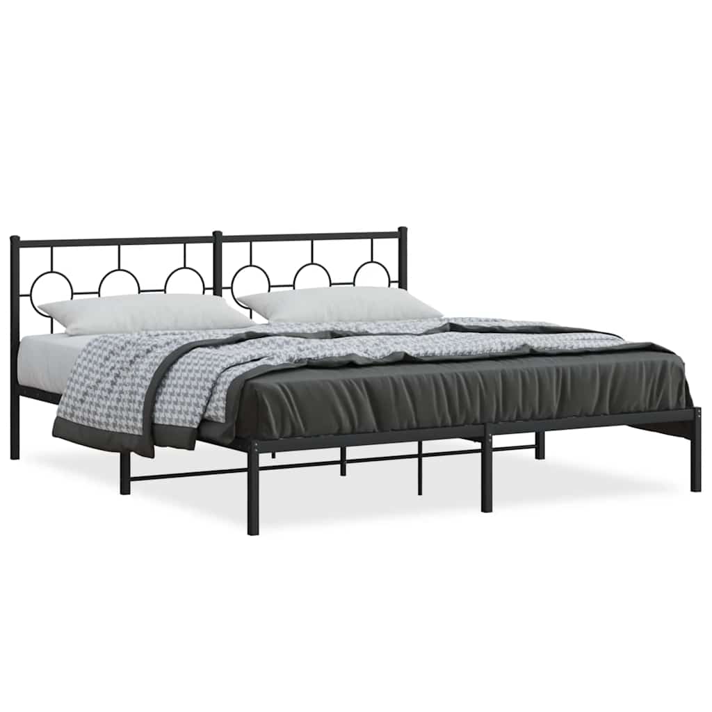 Łóżko Metalowe Czarne Rama Łóżka Ze Stelażem Do Pokoju Sypialni 183x213 cm