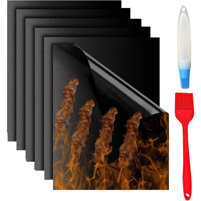 Mata do grillowania zestaw mat do grillowania mata do pieczenia wielokrotnego użytku i odporna na ciepło łatwa do cięcia folia z szczotką cm
