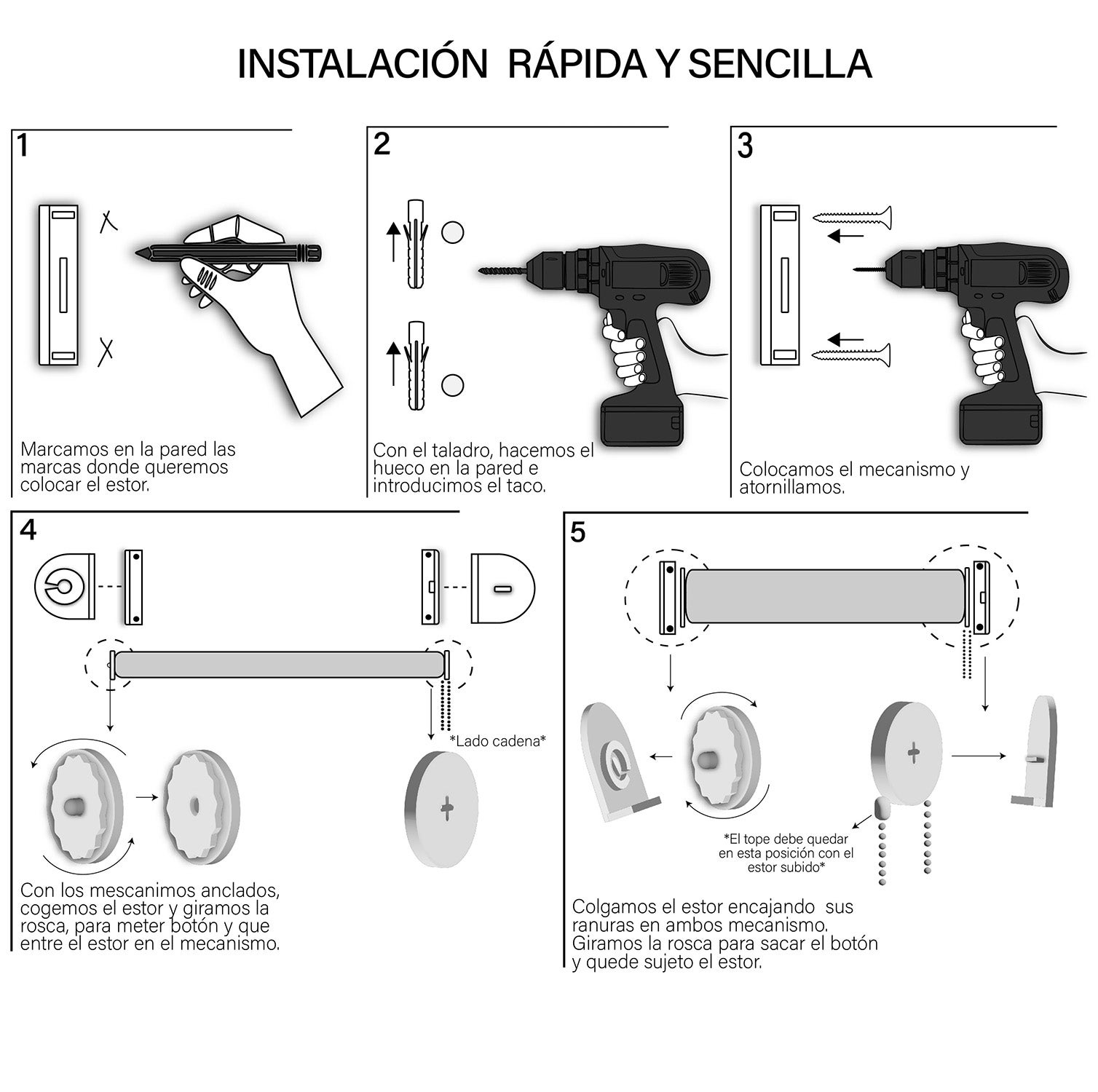 Estor Enrollable Translúcido Decorativo Con Textura Color Blanco 90x150 - 6