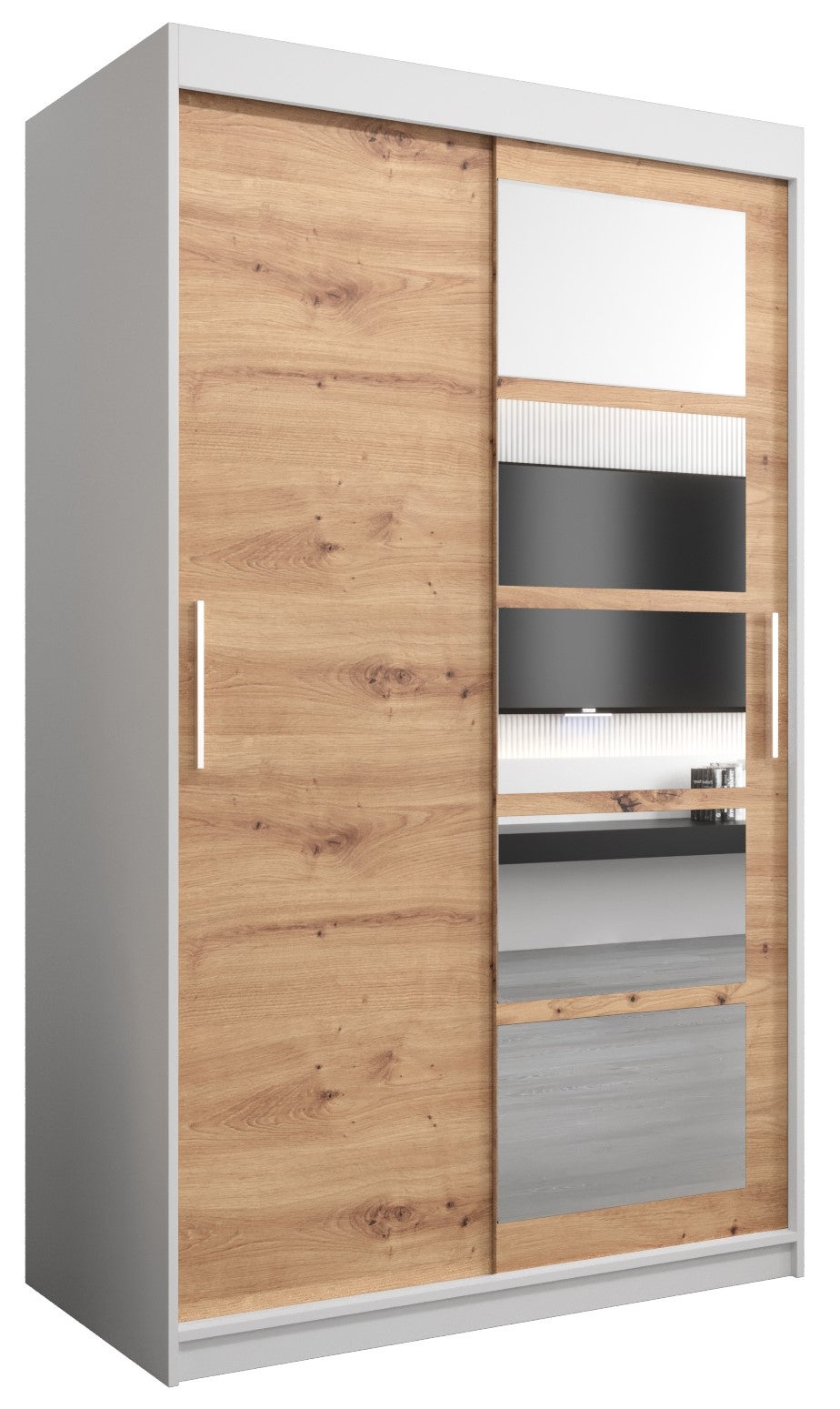 Szafa przesuwna garderoba ROMA 1 120 x 62 x 200 cm Biały + Artisan - Abiks Meble