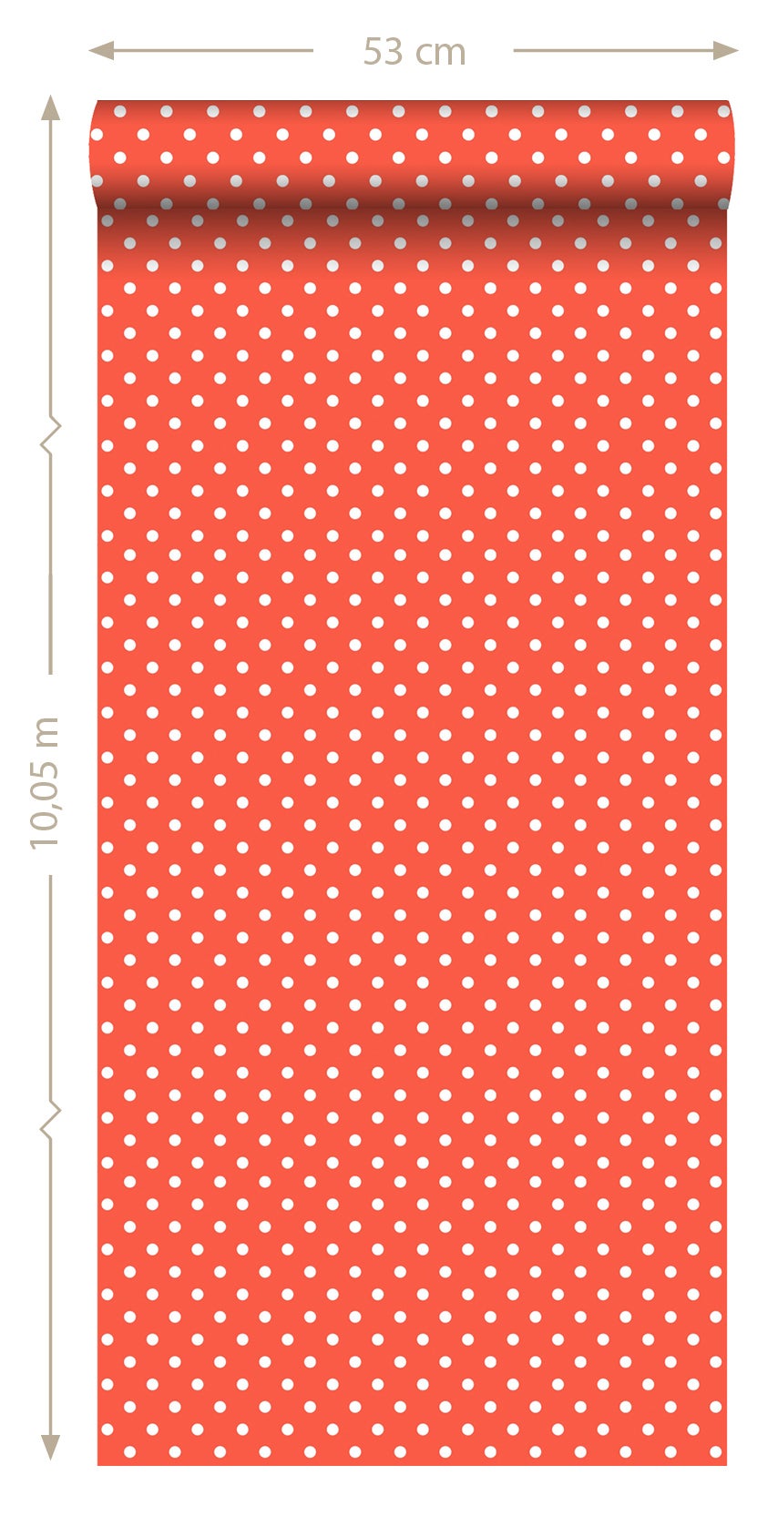 Papier peint à motif de petits points corail rouge - 53 cm x 10.05 m - ESTAhome - 6