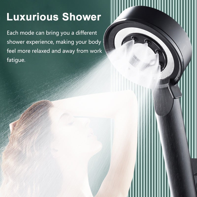 Pommeau de douche haute pression – 5 modes de jet – Technologie Turbo Booster – Anti calcaire – Économie d'eau – Facile à installer–noir - 5