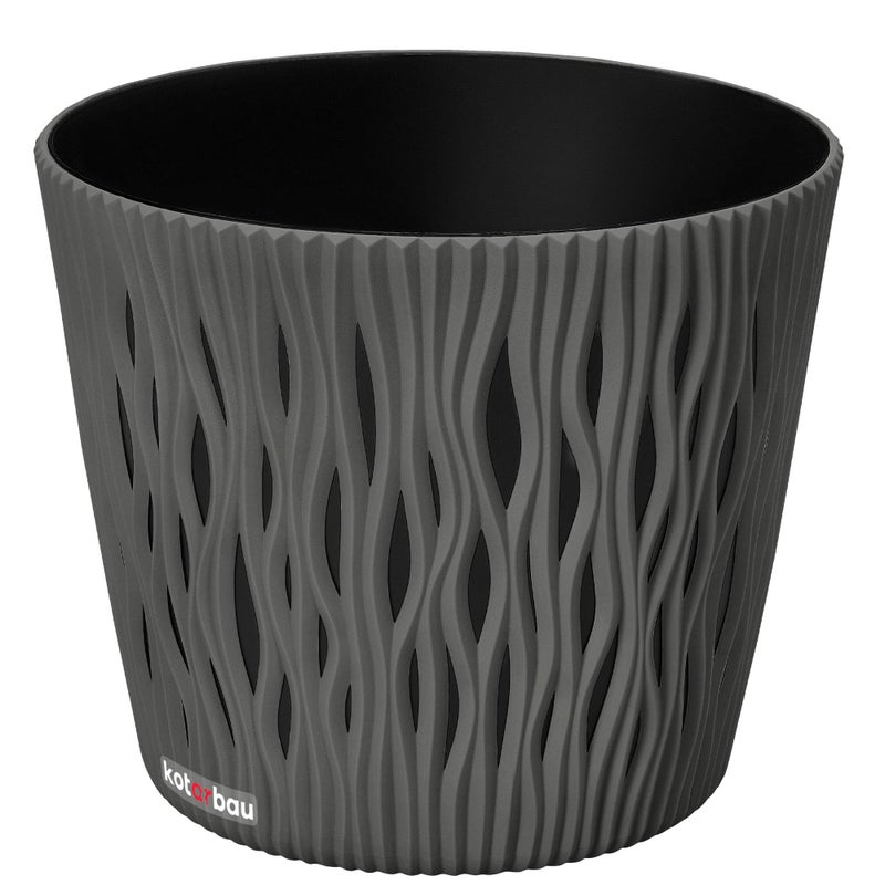 Doniczka donica szara fale osłonka wkład 190x165 - KOTARBAU