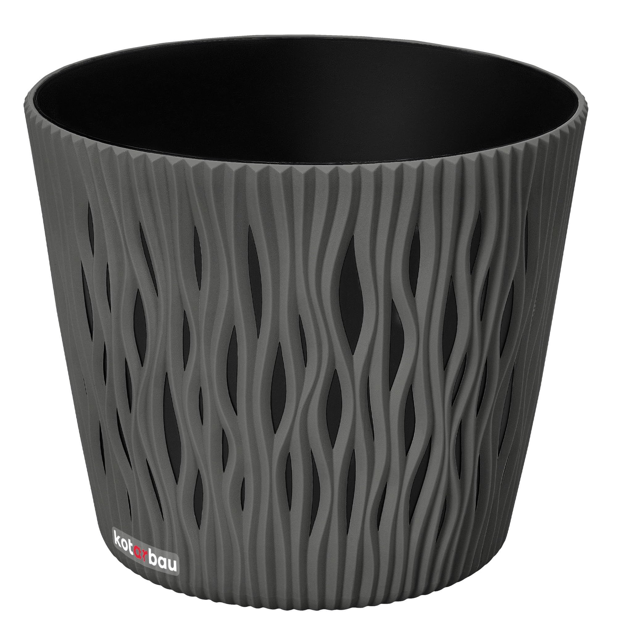 Doniczka donica szara fale osłonka wkład 190x165 - KOTARBAU