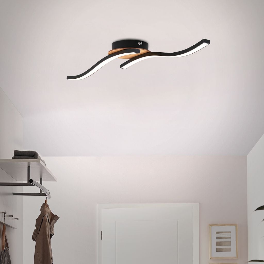 Plafonnier LED BRILONER LEUCHTEN GO, 6 W, 480 lm, IP20, noir, métal-plastique-bois, 55,5 x 12 x 7,2 cm - 4