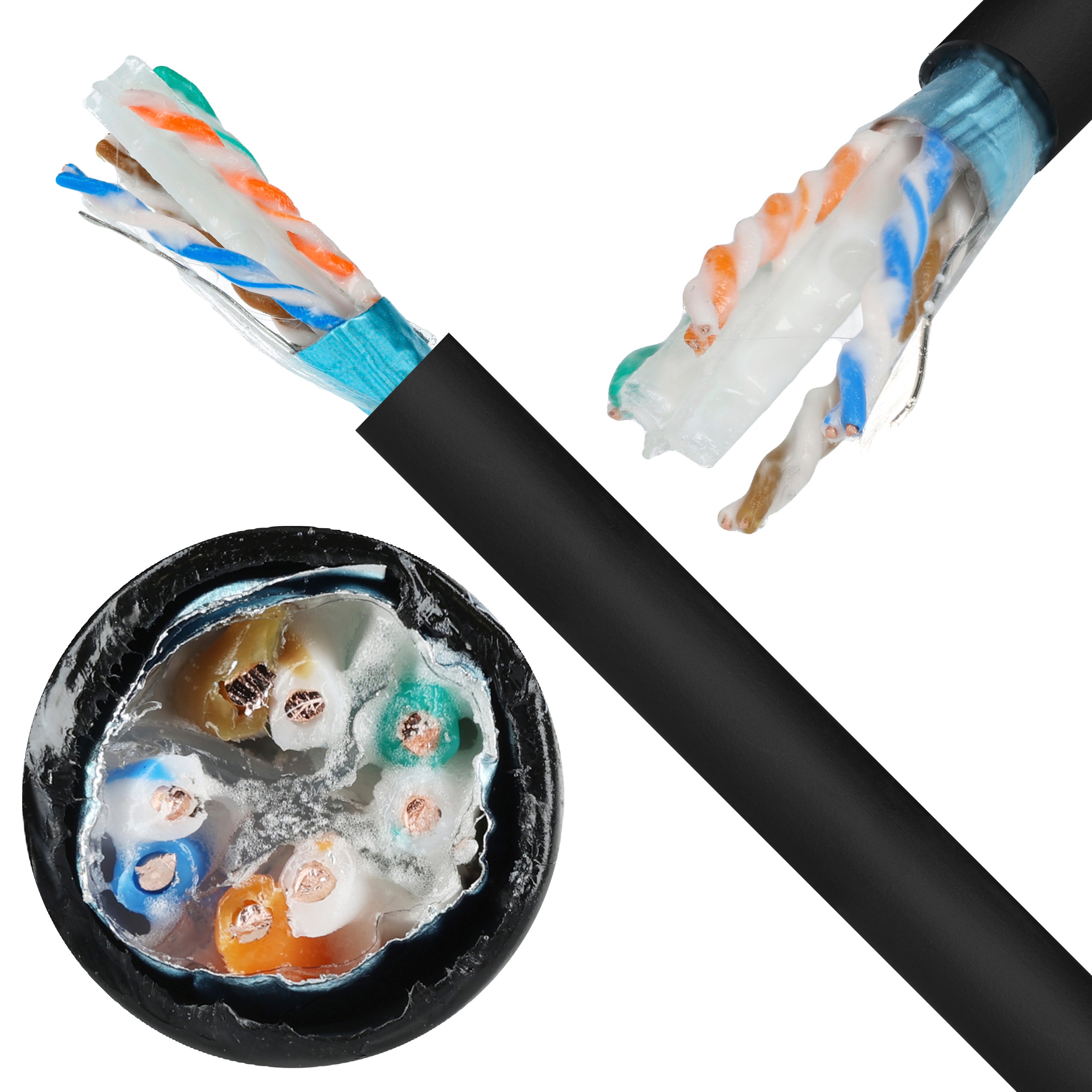 Kabel sieciowy F/UTP kat.6A skrętka 4x2x0,56mm zewnętrzny żelowany PE czarny SecurityNET 500m