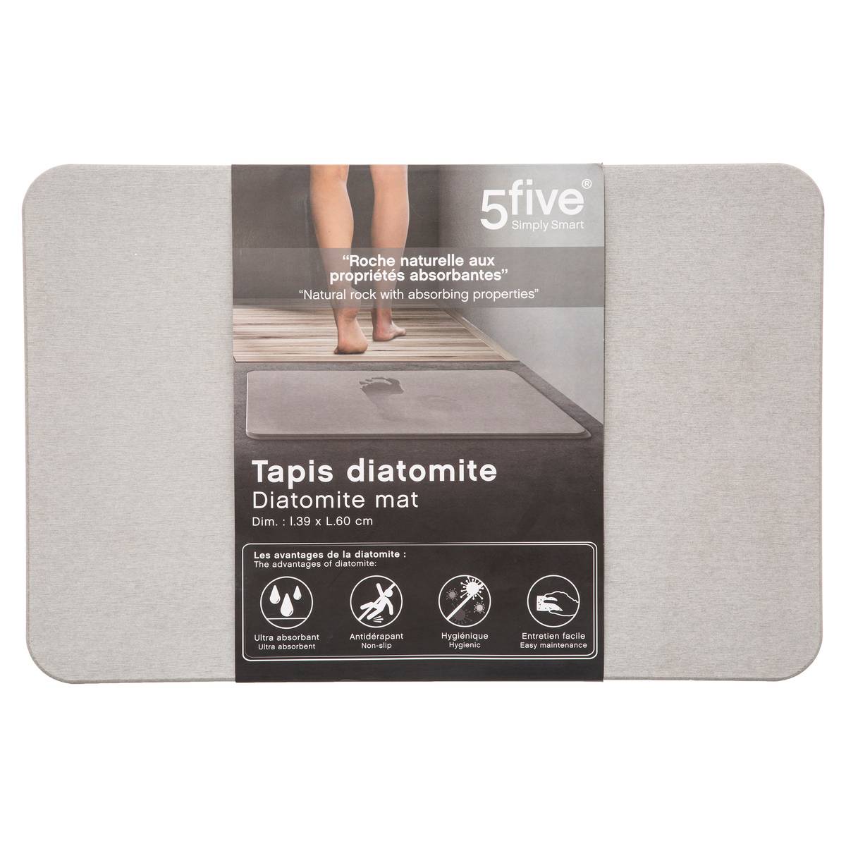 Tapis diatomite 39x60cm gris - 5five - 4