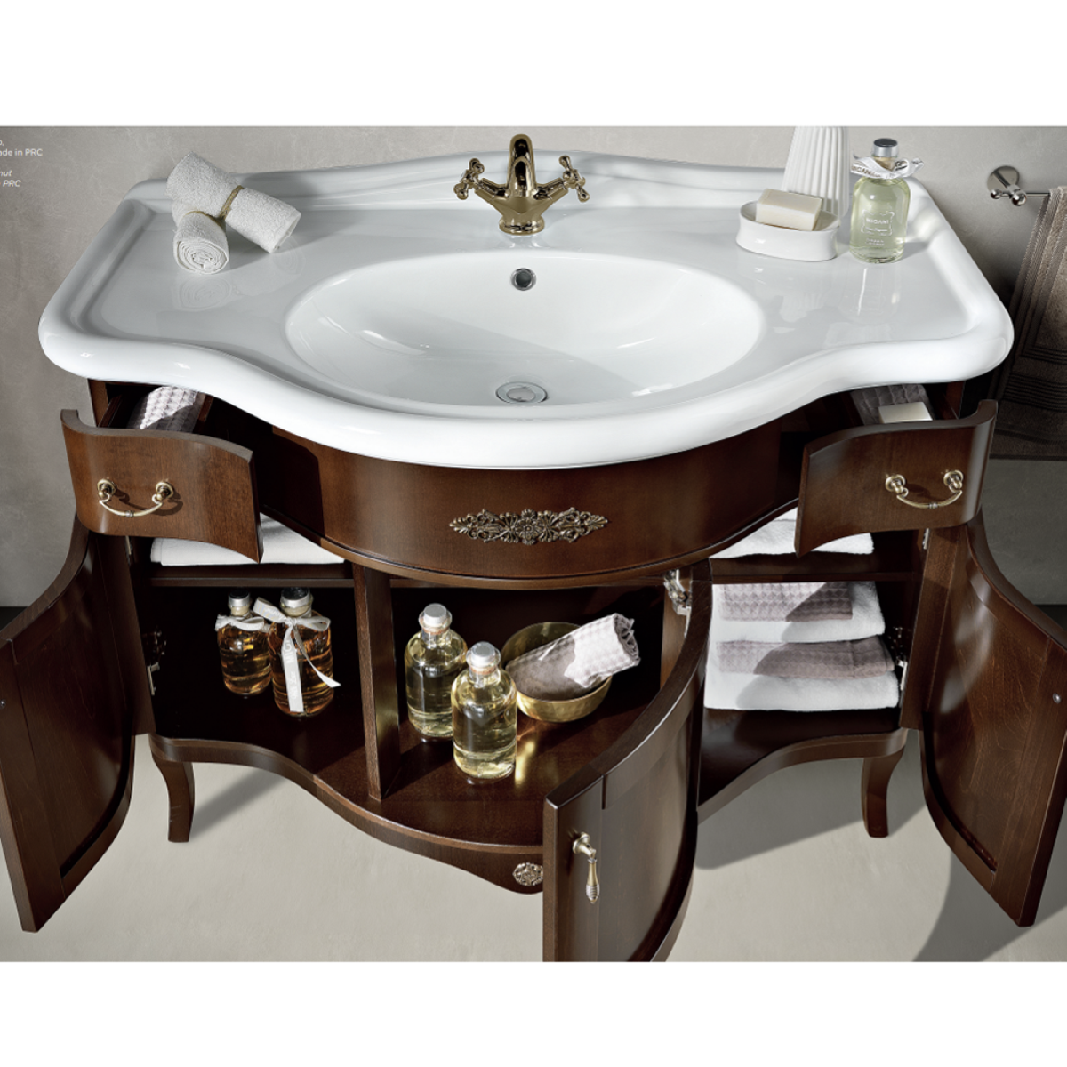 Furniture Limited - Armadietto da Bagno in Legno Massello di Noce