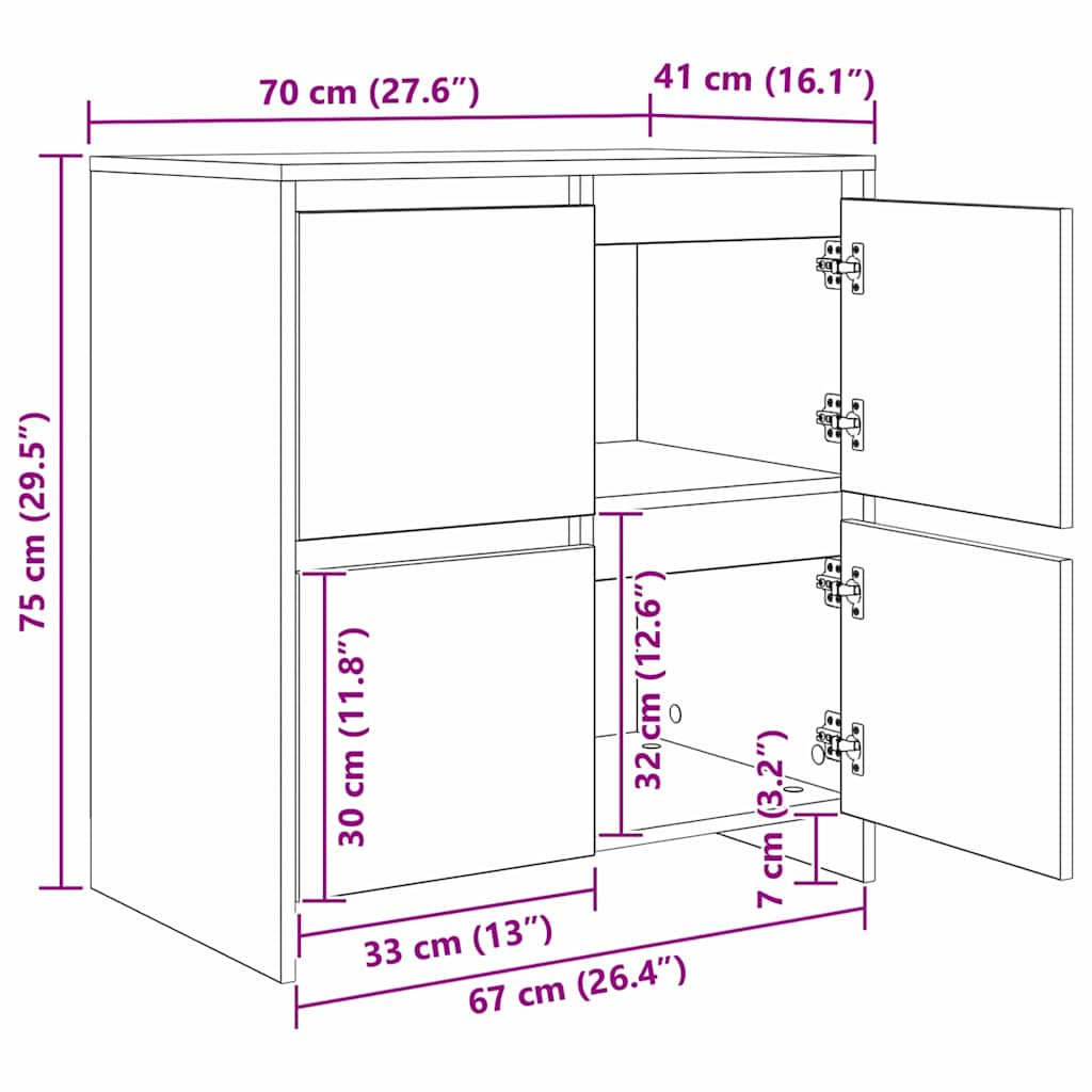 Buffet 2 pc Chêne noir 70 x 41 x 75 cm Bois d'ingénierie | Leroy Merlin