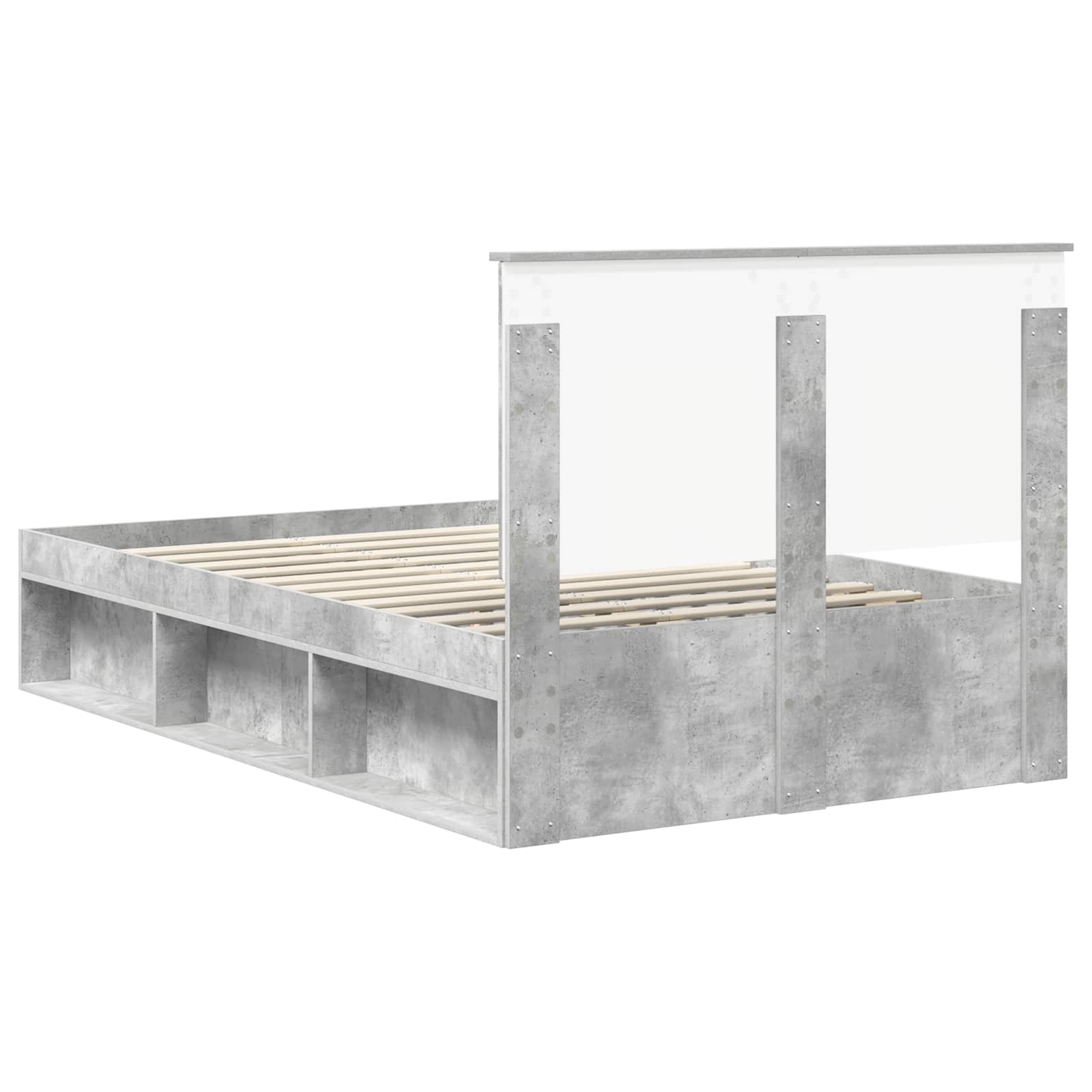Cadre de lit béton en pin massif pour la chambre, 120 × 190 cm - 9
