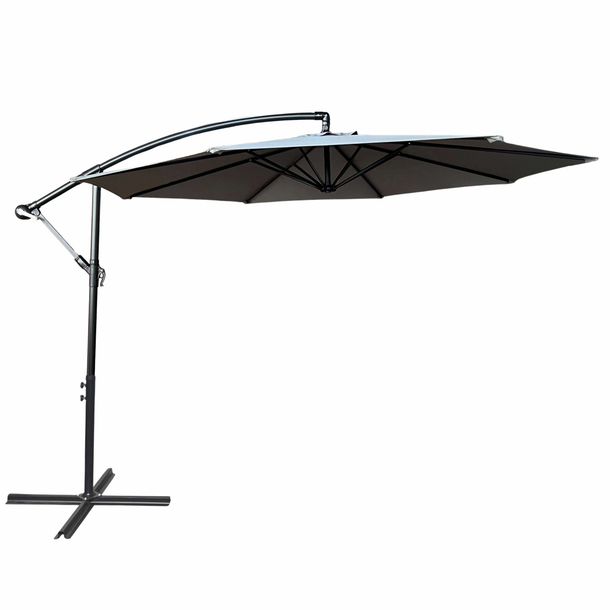 Parasol ogrodowy ASTER ochrona UV w kolorze jasnoszarym waga 12,1 kg wymiary 300x300x45 cm