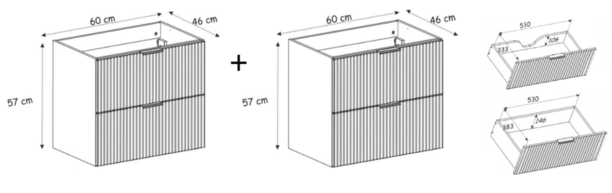 Meuble sous double vasque avec plan sur pieds FLOW blanc 120 cm - 3