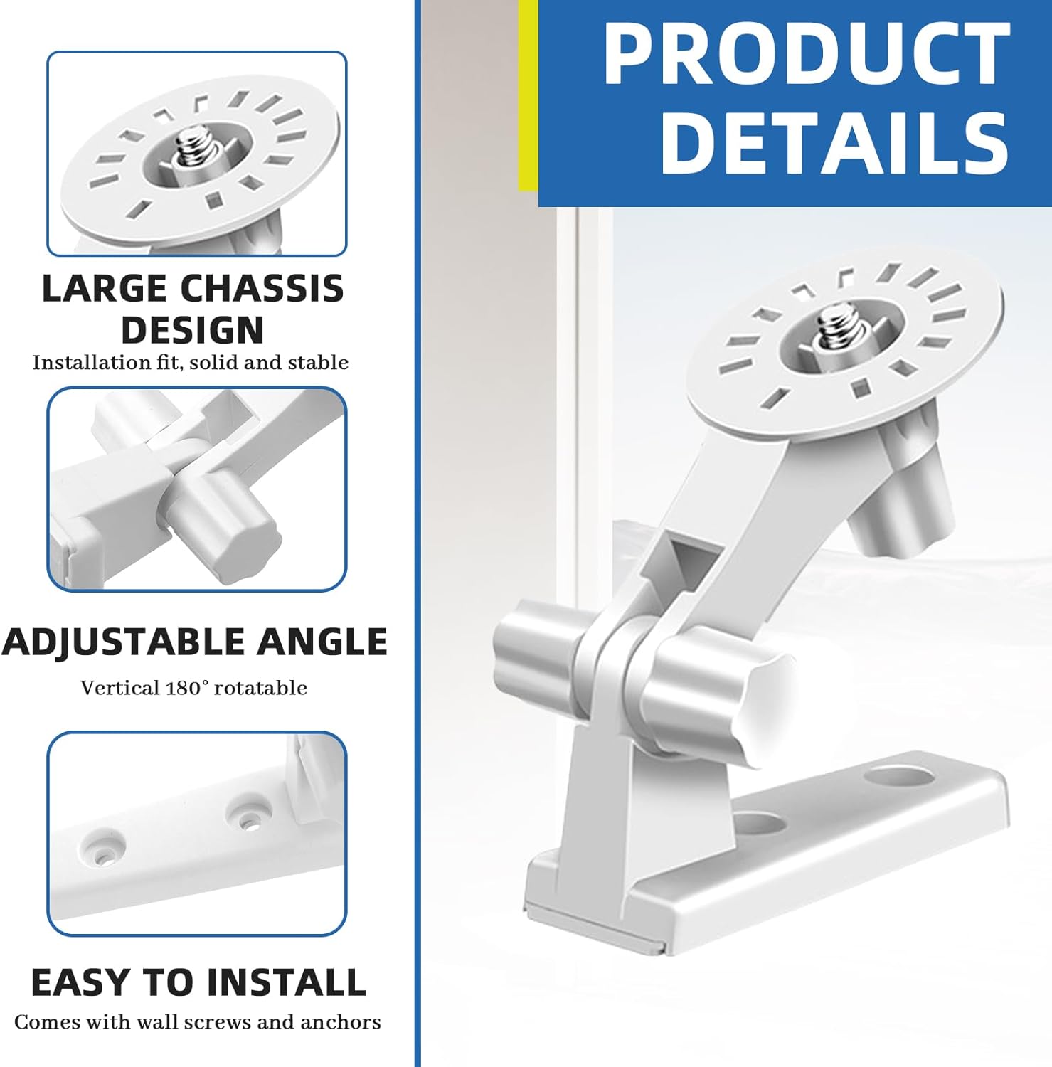 (2 pcs) Support Mural Pour Caméra 2 Pièces Support Caméra Plafond Réglable Compatible avec Tp-Link Tapo C200/C210/C220/Tc70, Kasa Ec70/Kc410s Caméra S - 3
