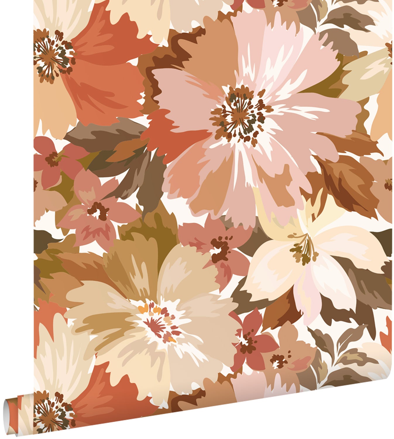 Tapeta kwiaty terakota - 50 x 900 cm - ESTAHOME