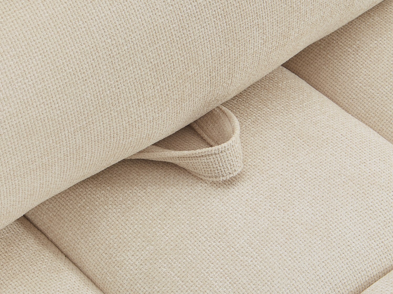 Diván con respaldo desplazable en tela texturizada beige - APOLIU ...