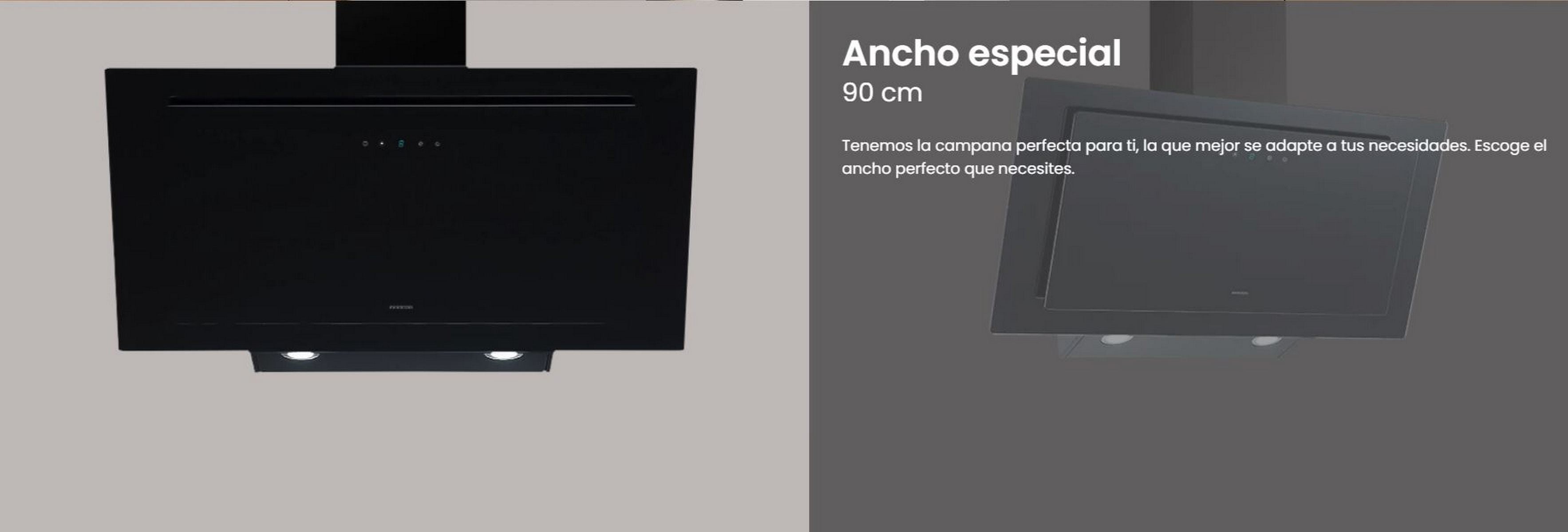 Campânula perimetral INFINITON CMPTRAL-A93N, vidro preto, largura 90cm, 720 m³/h, 3 velocidades, painel tátil, luzes LED, filtros de alumínio. - 5