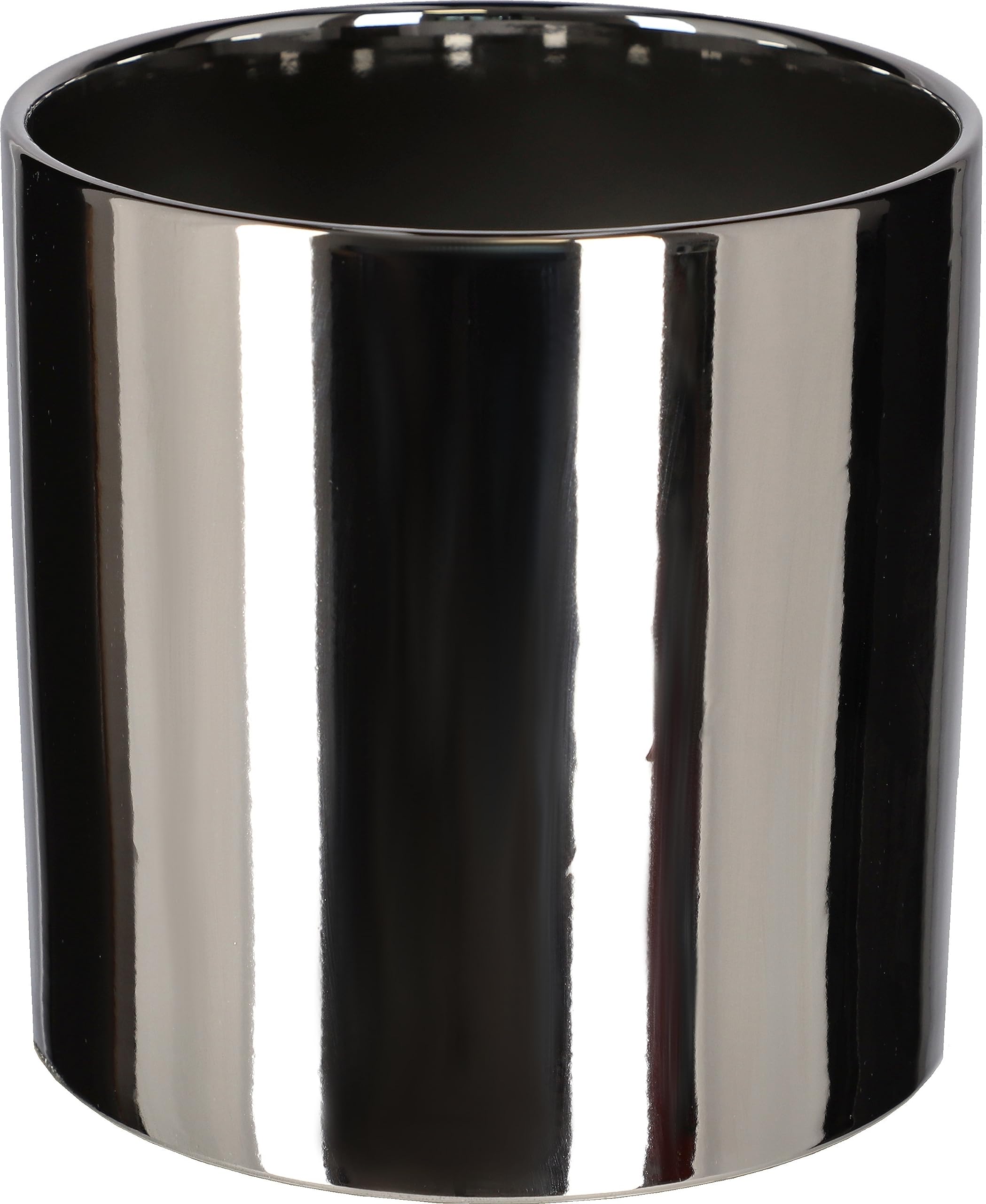 Doniczka donica srebrna ceramiczna połysk ø200 mm osłona cylinder ozdobna - KOTARBAU - 7