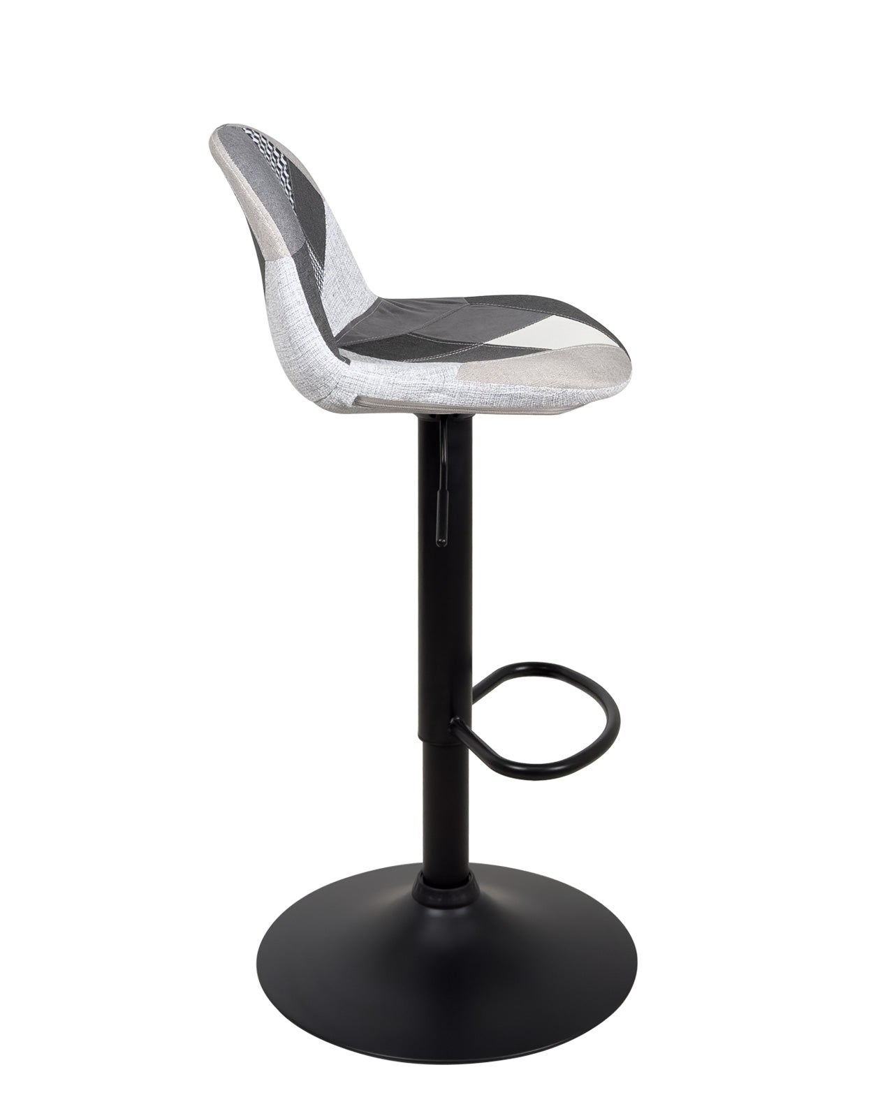 Lot 2 tabourets de bar design siège rembourré patchwork multicolore tissu, pivotant, hauteur réglable SIG (patchwork gris) - 4