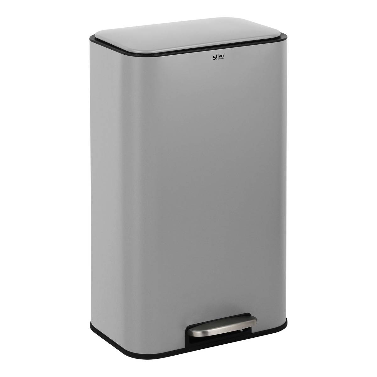 5Five Simply Smart Cubo De Basura Rectangular Con Pedal Delta, 30 Litros, 5Five Gris , Leroy Merlin