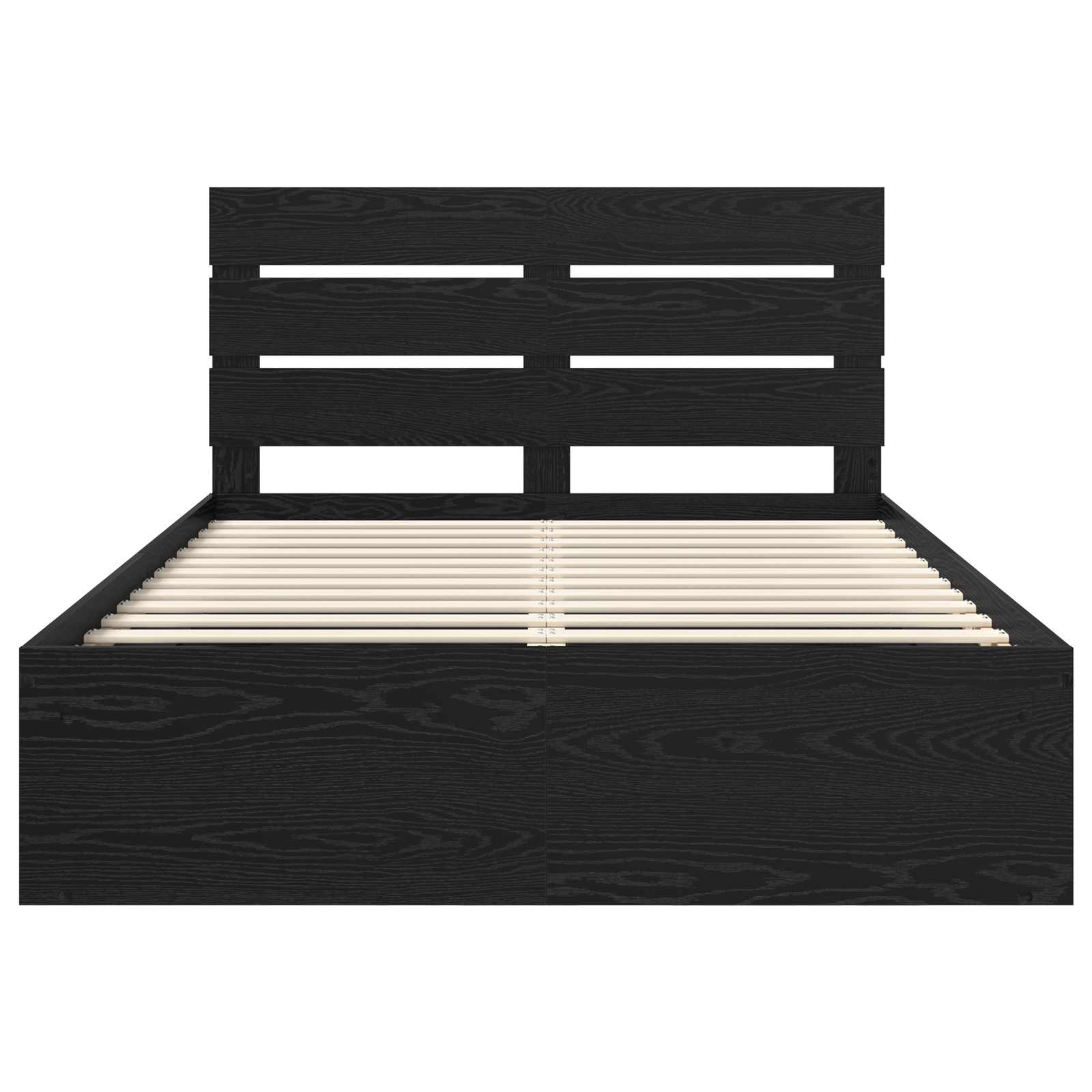 Cadre de lit avec tête de lit, en pin massif, noir, pour la chambre, 140 × 190 cm - 7