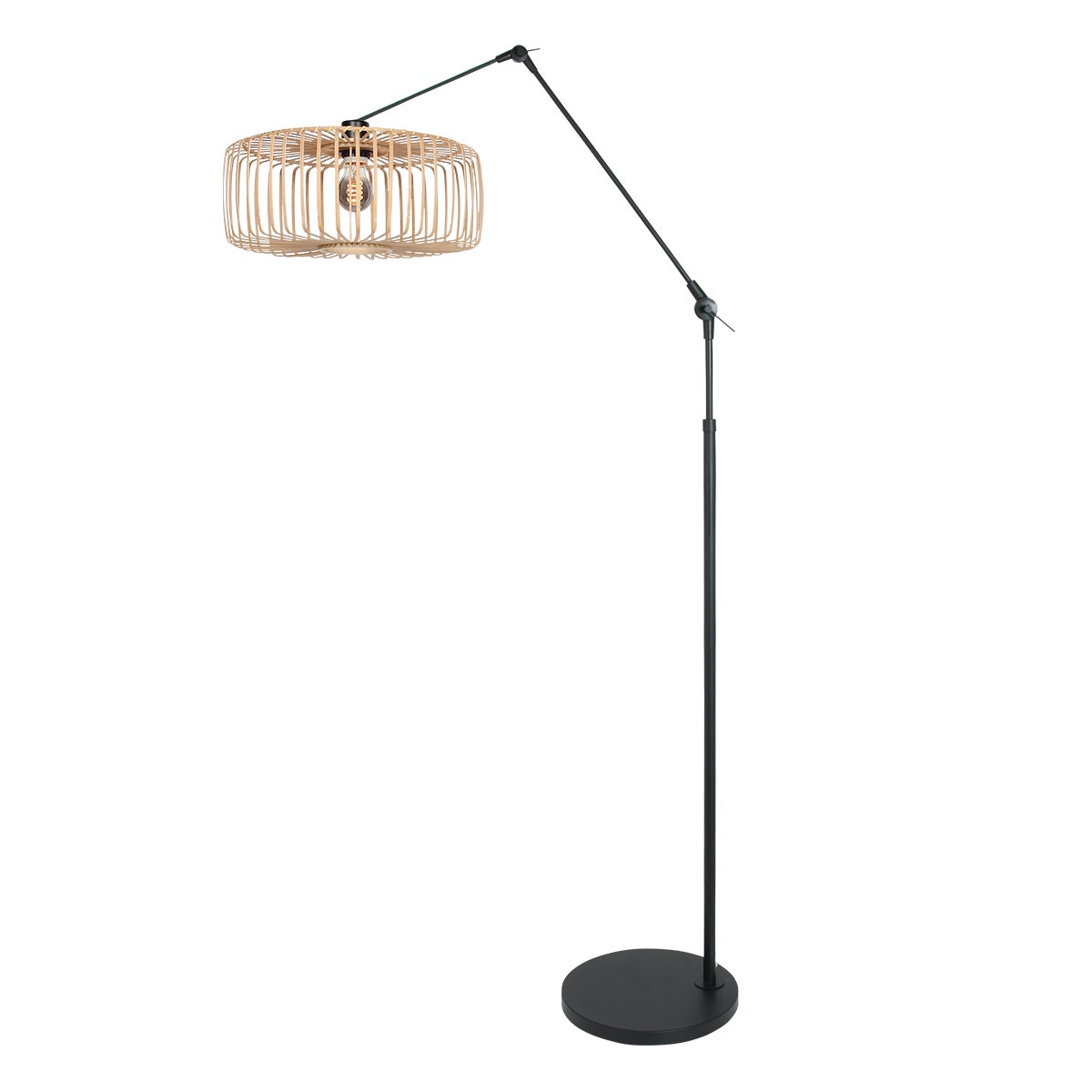 Steinhauer - lampada da terra - Prestige Chic - naturale nero - bambù metallo - lampada ad arco - E27 - 4568ZW - 2
