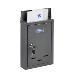 Cassetta Della Posta Relaxdays In Acciaio Inox - Con Serratura, Vetro Smerigliato, 30,5x35,5x14 Cm, Grigio/Argento - Foto 2