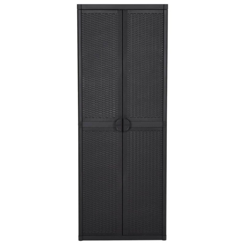 Armoire de rangement de jardin Noir 65x45x172 cm PP Rotin - 2