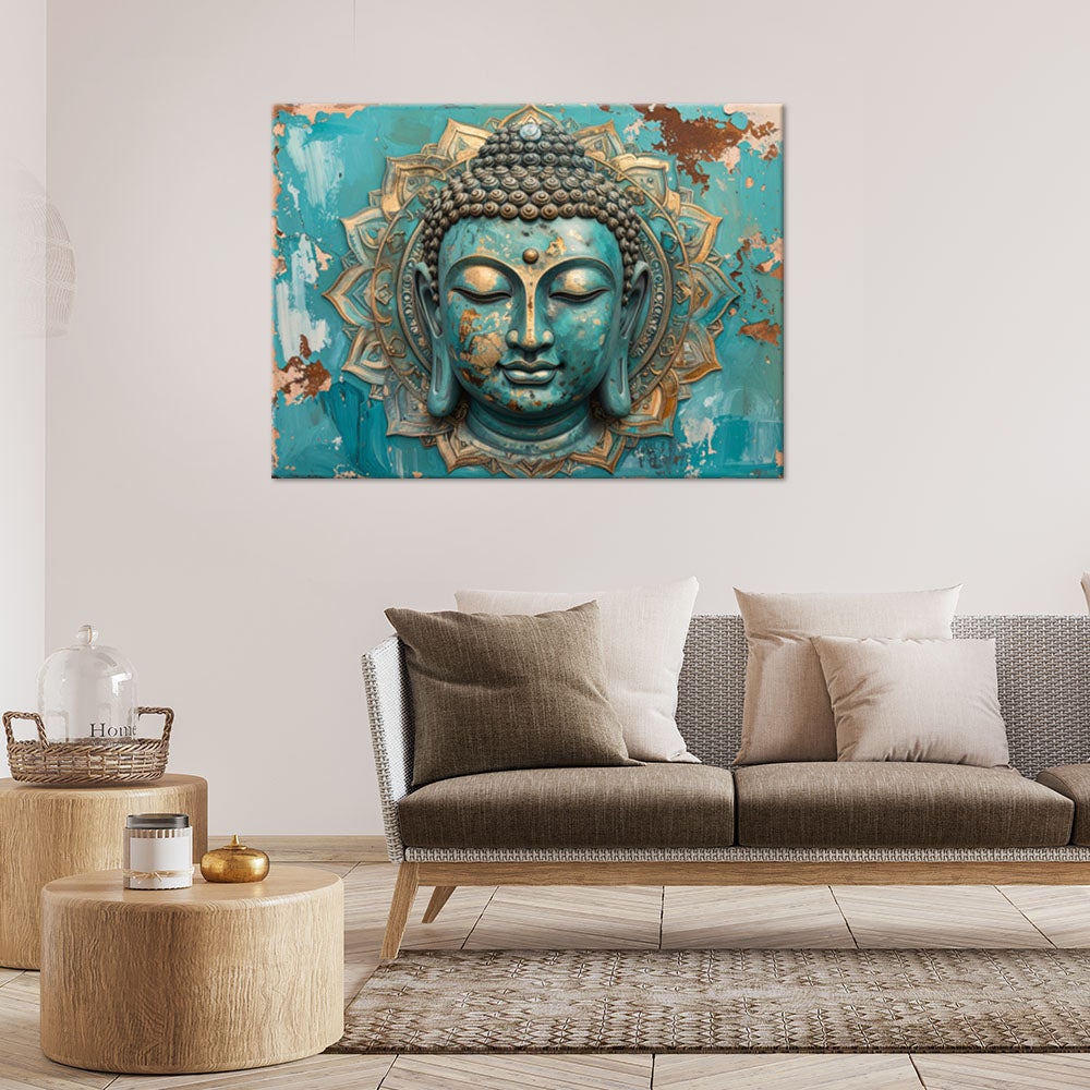 Obraz do salonu sypialni biura, Turkusowy Budda Mandala Zen Spa 60x40 - 2