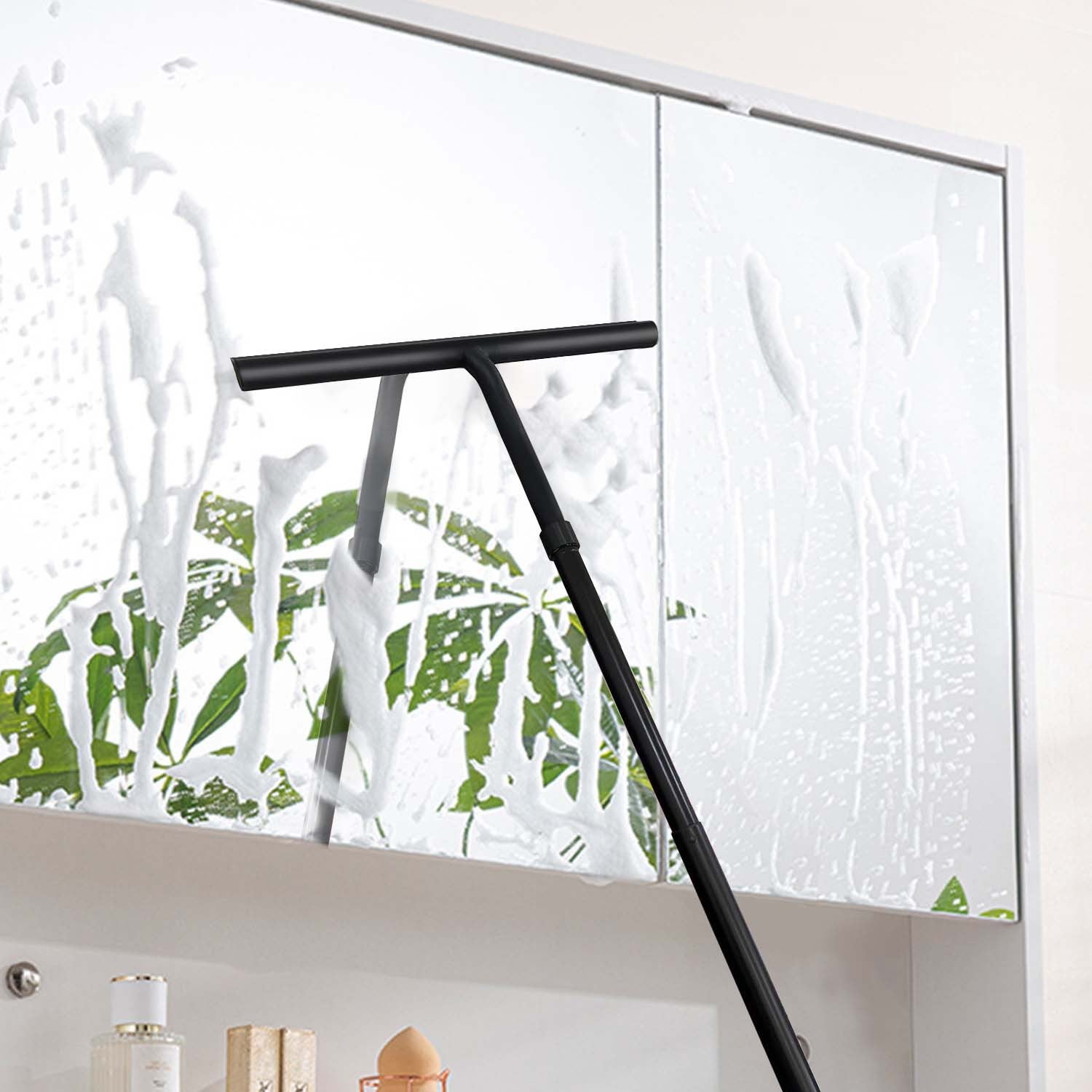 Raclette de douche extensible 2 en 1 pour portes vitrées, raclette à vitres et raclette de douche avec manche télescopique (34 cm - 128 cm) - 5