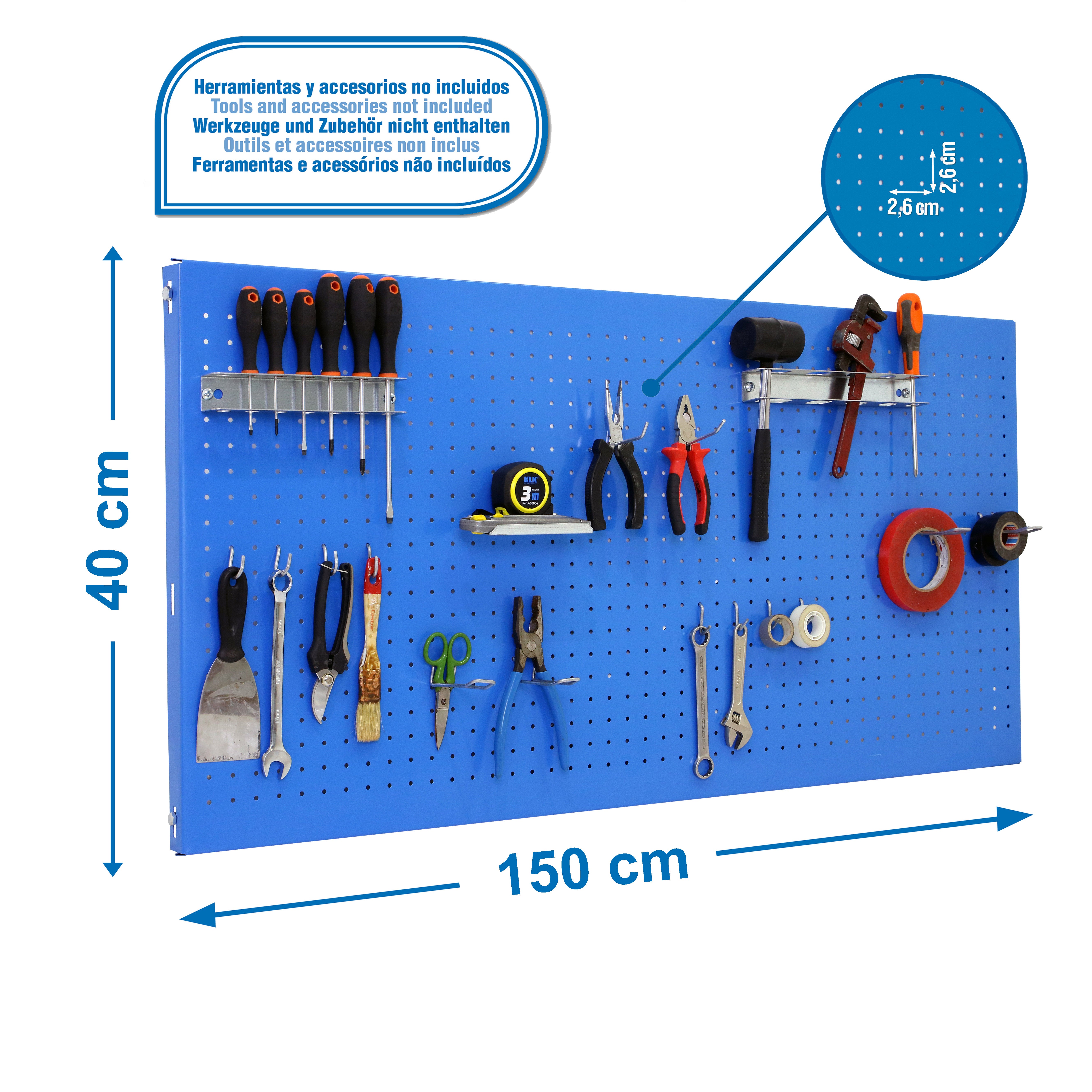 SIMONWORK Panneau perforé pour outils (40x150x3.5cm) BLEU - 3