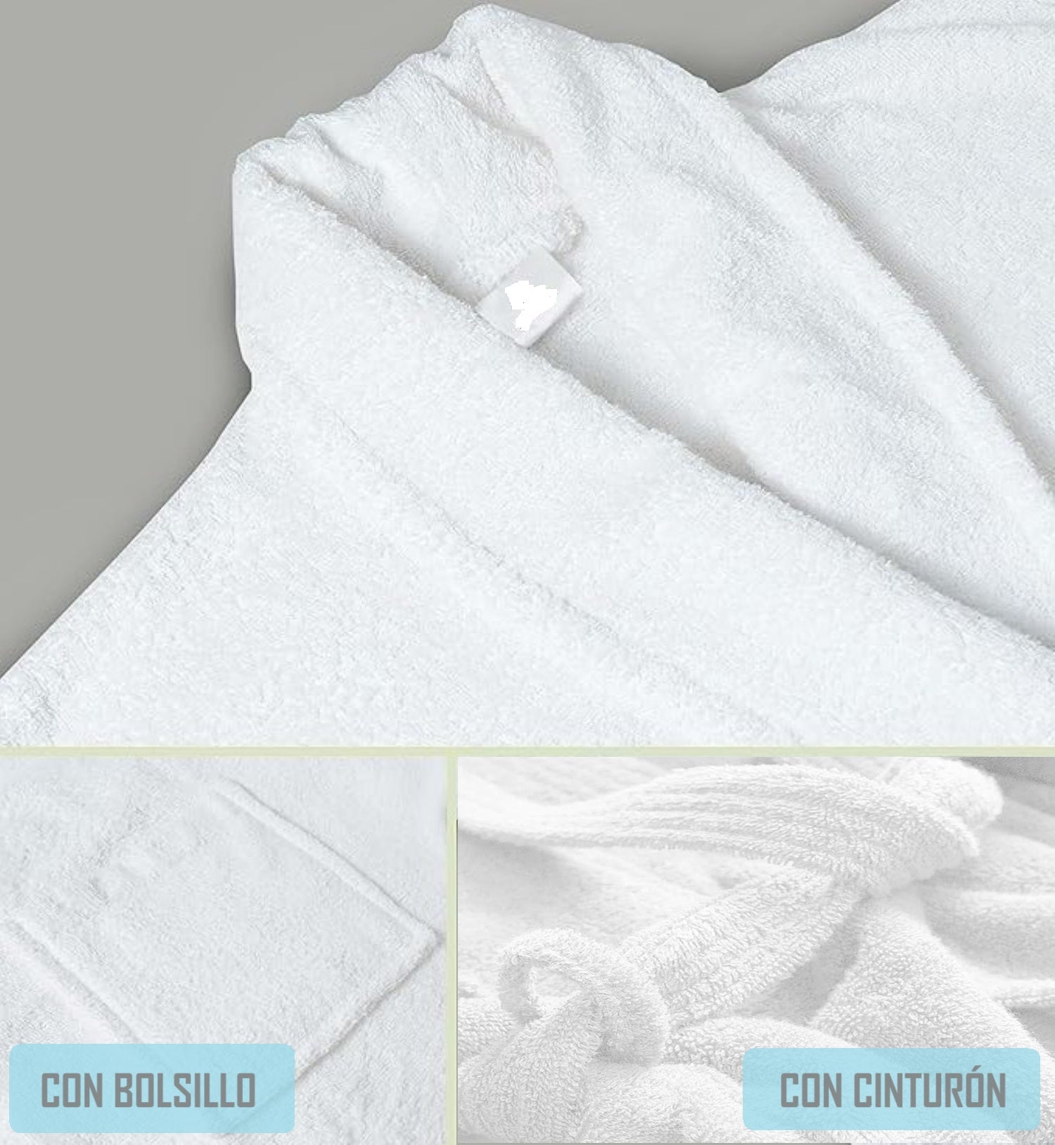 HaraDeco Peignoir de douche pour homme et femme, coton 380 g/m², tissu éponge doux au toucher pour la maison et l'hôtellerie (vert mer, XL) - 3