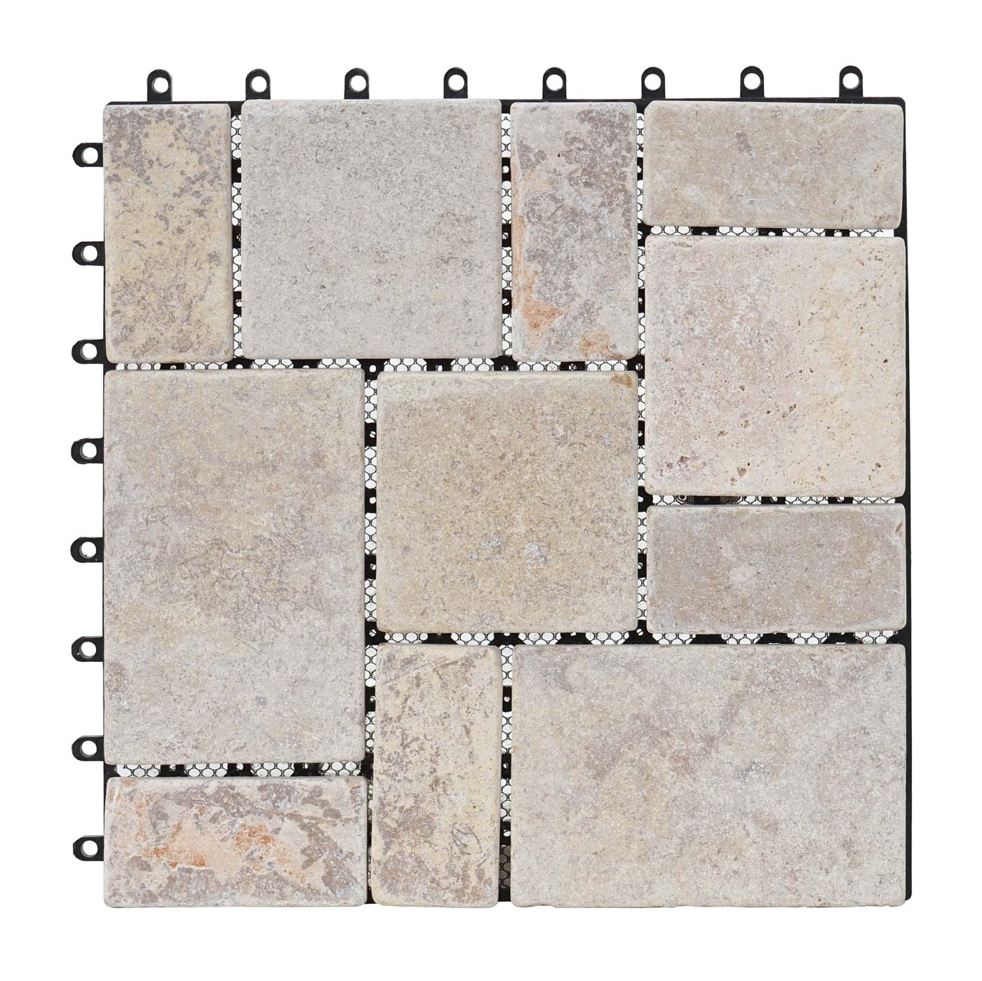 Carreau en pierre HWC-K70, carreau de sol, balcon/terrasse en pierre naturelle, 11x 30x30cm = 1m² ~ blanc - 4