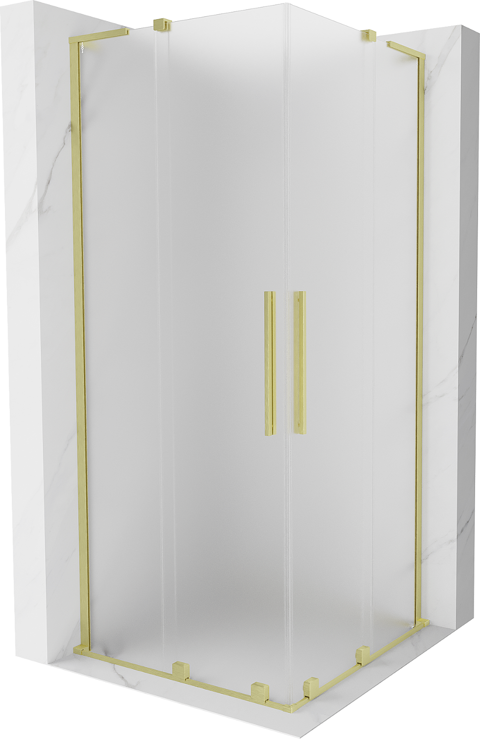Mexen Velar L Duo kabina prysznicowa rozsuwana 100 x 100 cm, szron, złota szczotkowana - 871-100-100-02-33-55