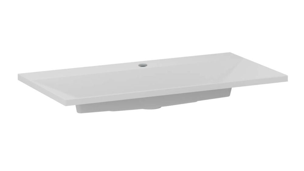 Umywalka wpuszczana EDGE 90 cm biały mat kwarcowa z otworem