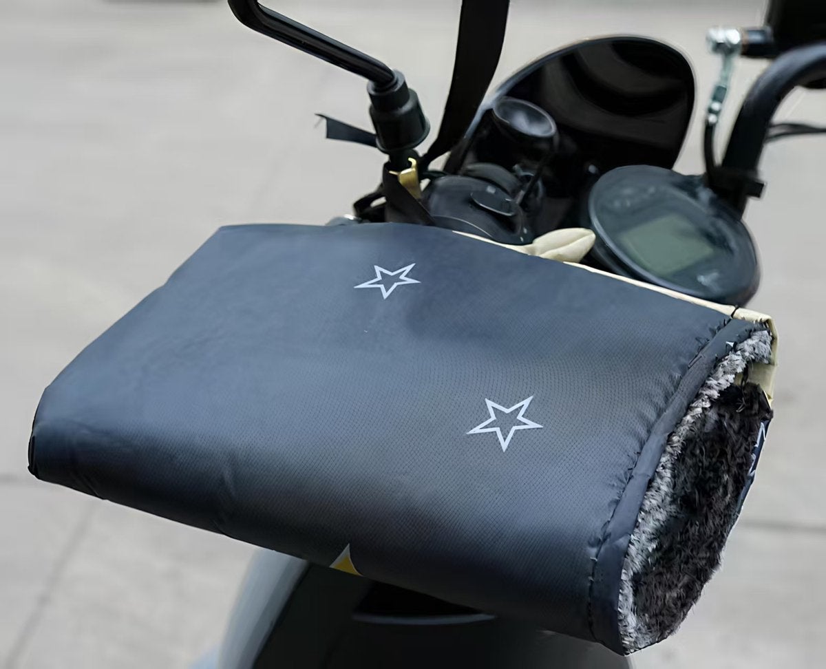 Gants de vélo électrique - Couvre-guidon d'hiver coupe-vent doublés de polaire, épais, chauds, imperméables et coupe-vent - Motif cerise - 4