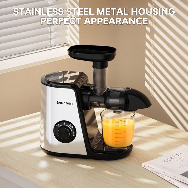 Estrattore Di Succo Muchen A Freddo - Senza BPA, Include 2 Tazze E Spazzola, Estrazione Lenta Per Massimi Nutrienti - Foto 3