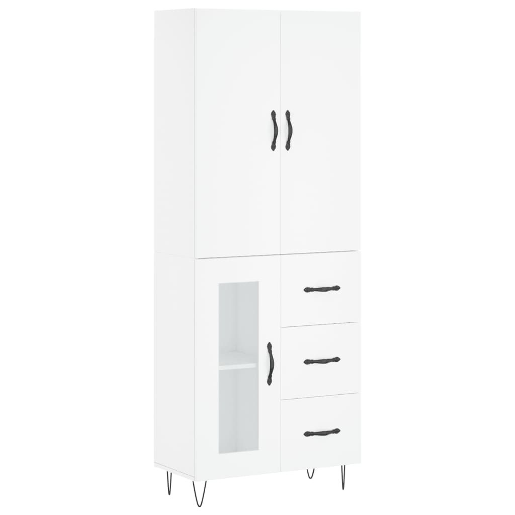vidaXL Buffet haut Blanc 69,5x34x180 cm Bois d'ingénierie - 2