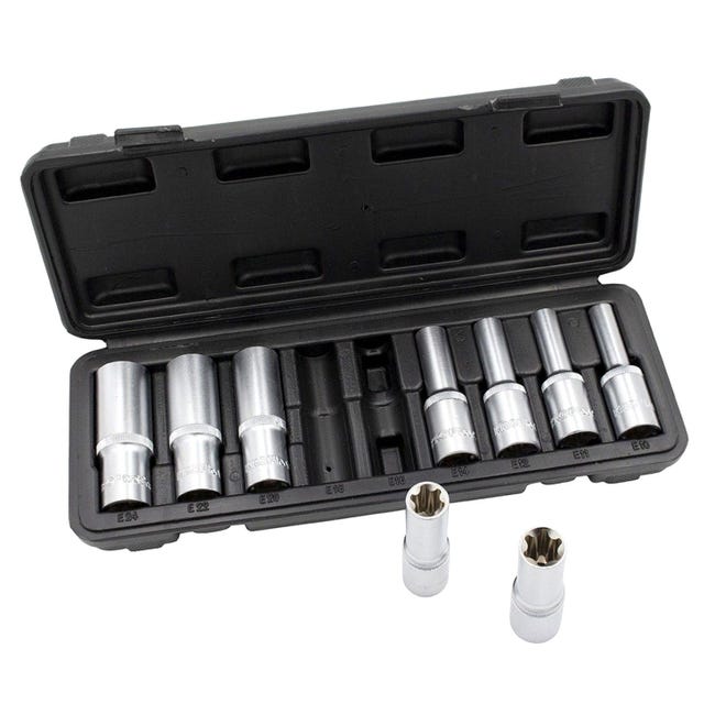 Jeu De 14 Douilles Torx Femelle - Empreintes 1/4, 3/8, 1/2 - Coffret De Rangement - Acier Chrome Vanadium