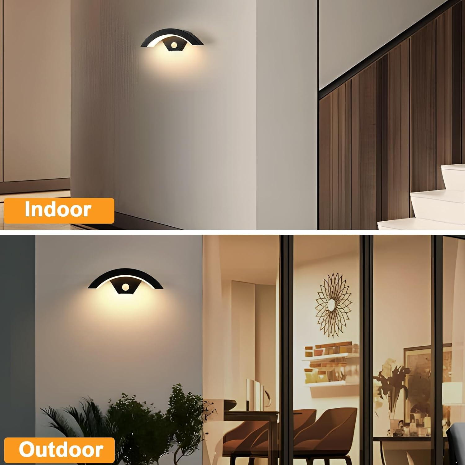 2 sztuki kinkietu LED z czujnikiem ruchu, 24 W, aluminiowa lampa ogrodowa LED, do użytku na zewnątrz i wewnątrz, wodoodporna, ciepła barwa światła - 7