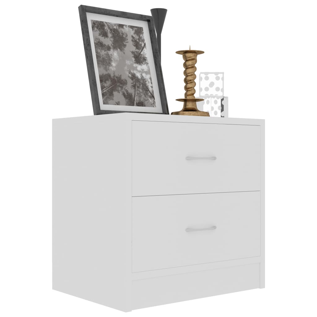 vidaXL Mesita de noche madera contrachapada blanco 40x30x40 cm - 7