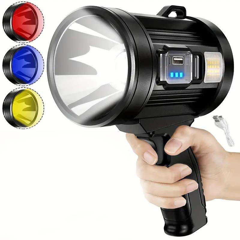 1 akumulatorowy reflektor, latarka LED zasilana energią słoneczną, ładowana przez USB, idealna na kemping, patrole i nocne wędrówki