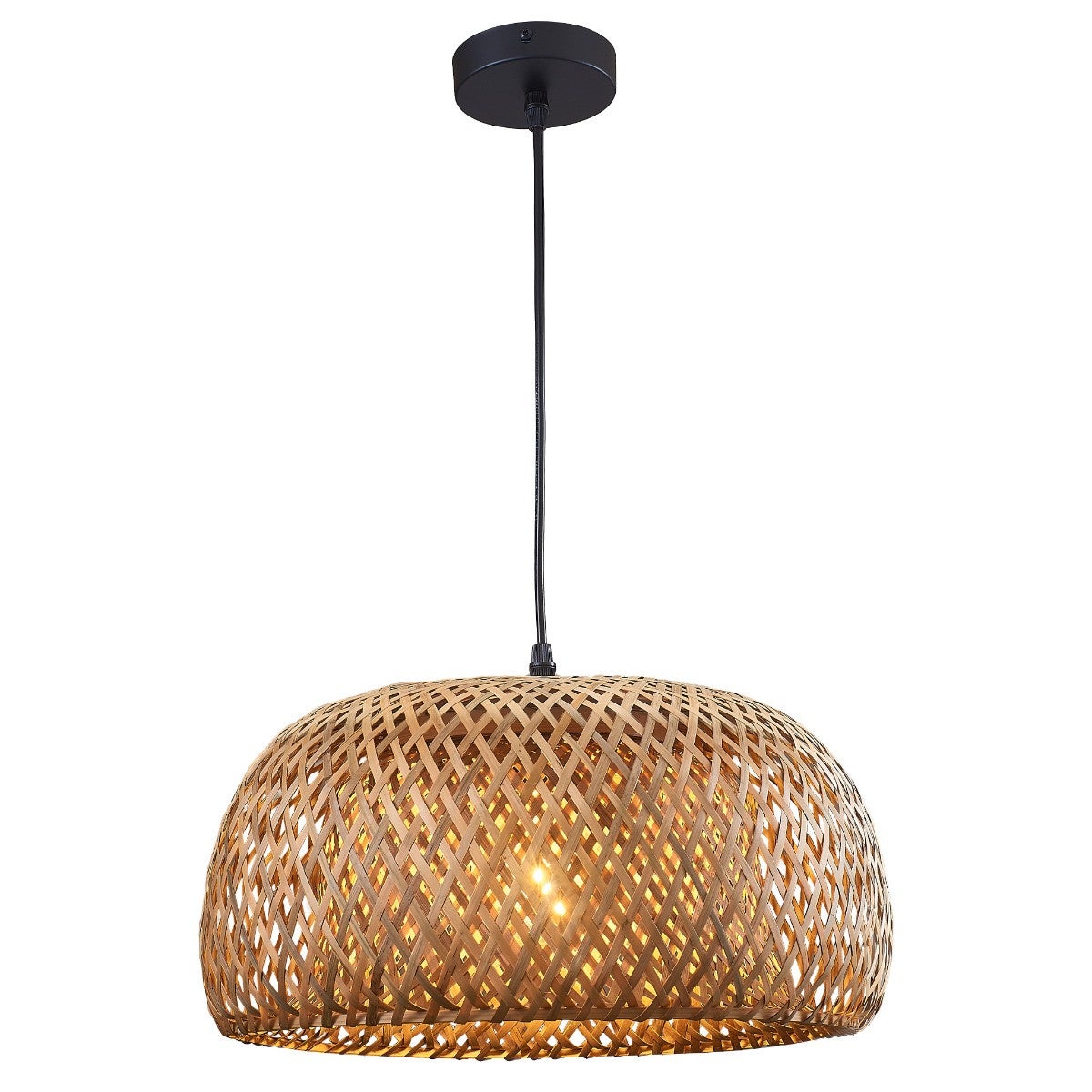 Lampa wisząca Korfu beżowo-czarna 1xE27x20W boho wym: 120 x 38 x 38 cm bambus Polux - 2