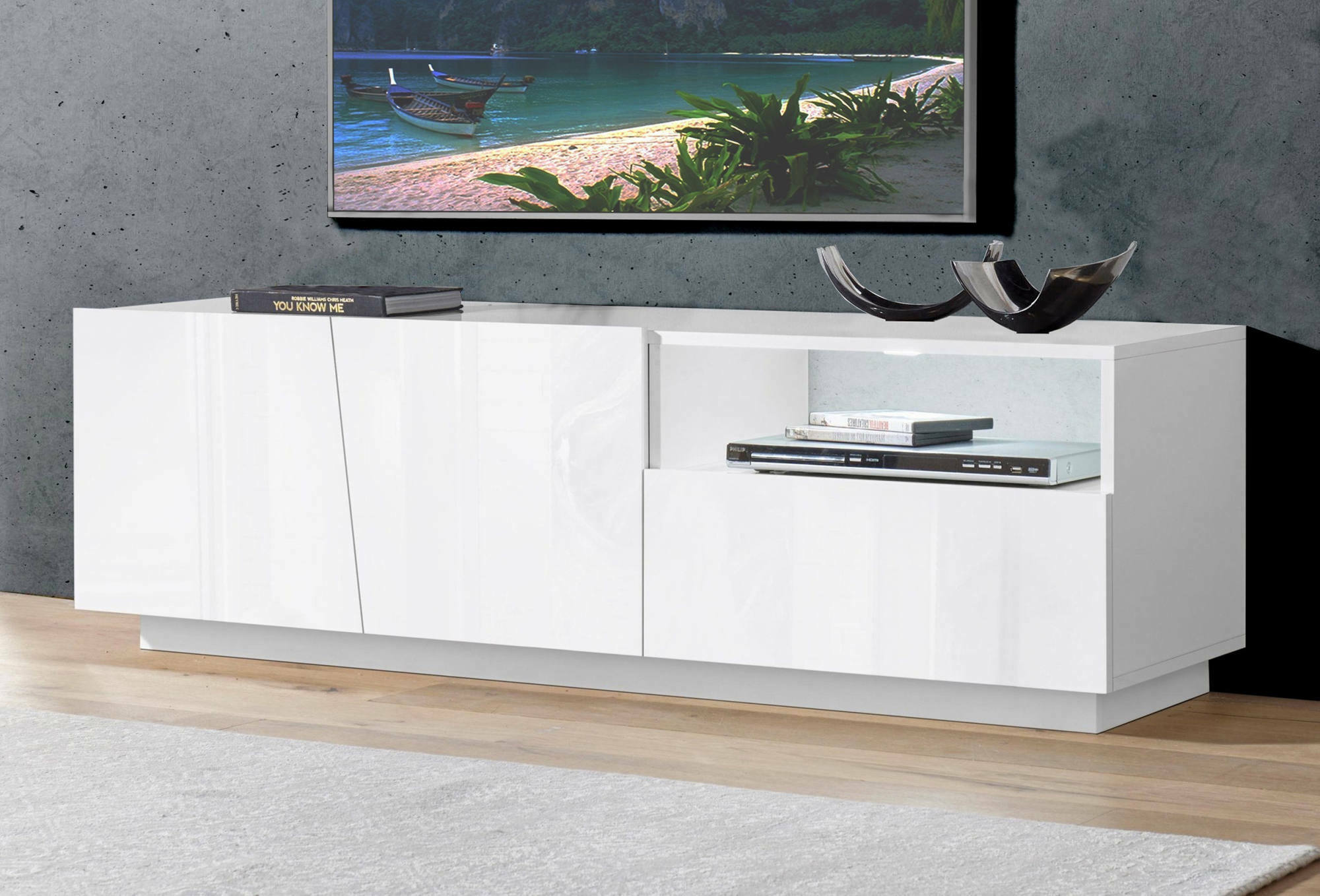 Dripex Mobile TV Angolare Con LED RGB - 106x36x45,5 Cm - Credenza Bassa Per TV Fino A 55 Pollici - Vintage