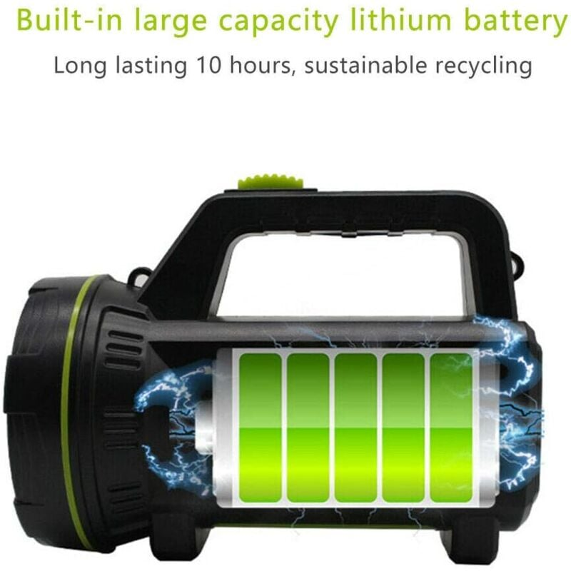 Torcia LED ricaricabile USB con luce laterale, torcia di emergenza impermeabile - 3