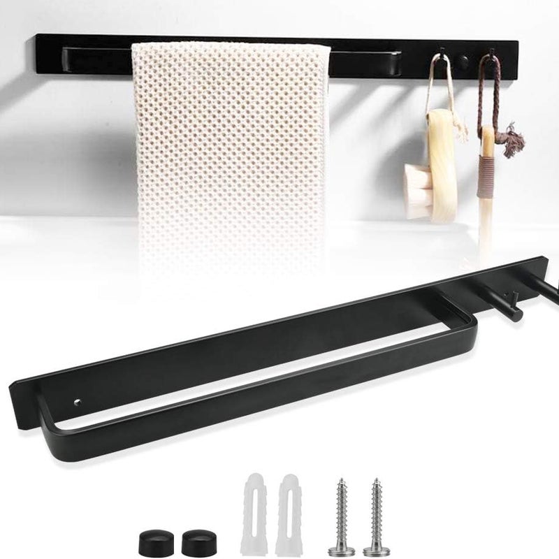 Wieszak na ręczniki łazienkowe, nierdzewny aluminiowy, montowany na ścianie, półka na ręczniki z haczykami, długość 40 cm