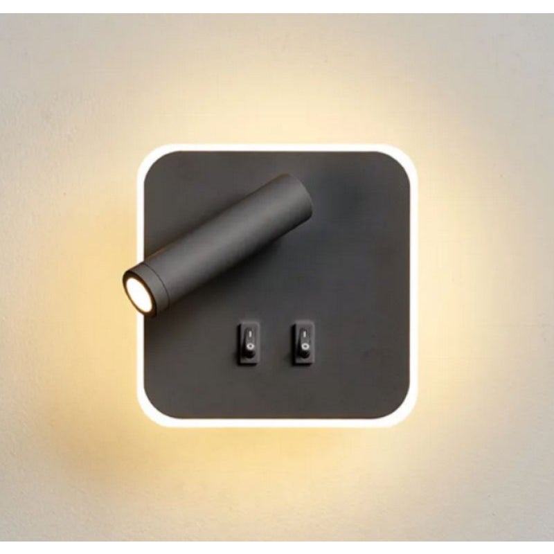 Regulowana i obrotowa lampa ścienna LED, matowa czerń, led 3 + 8W podwójnie włączone, światło do czytania i pośrednie, ciepłe światło.