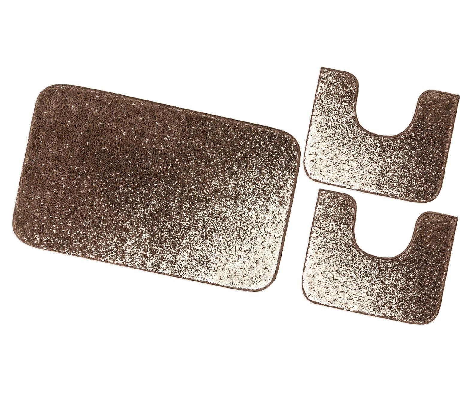 Zestaw 3-Częściowy Dywanik łazienkowy Dywanik przy łóżku Prysznic Wanna Antypoślizgowy Chłonny Miękki włochaty Brązowy
