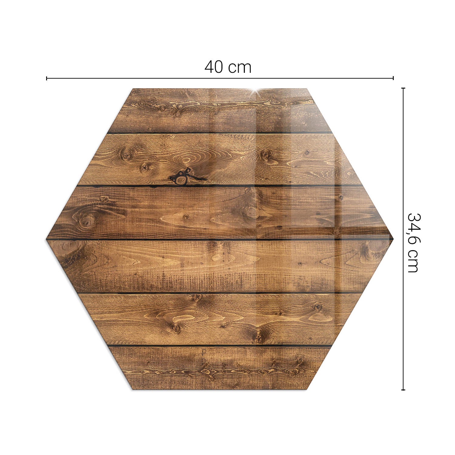 Ochronna szklana podkładka pod kominek - 40 cm - Deska drewniana w słoje - TULUP - 2